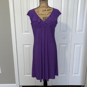 Ellen Parker Purple Sleeveless Ruffle Top Dress